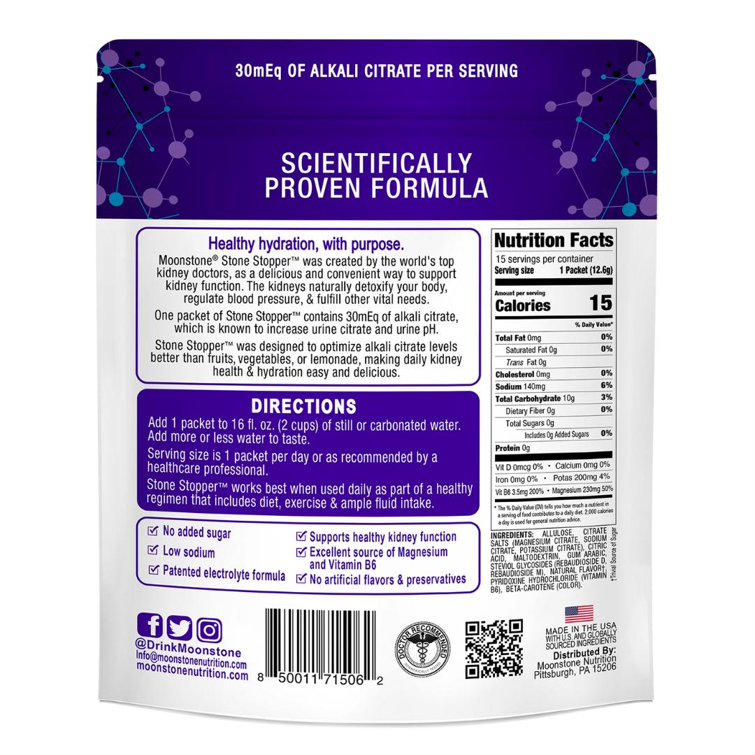 Prevent Kidney Stones with Moonstone Nutrition Lemonade Drink Mix